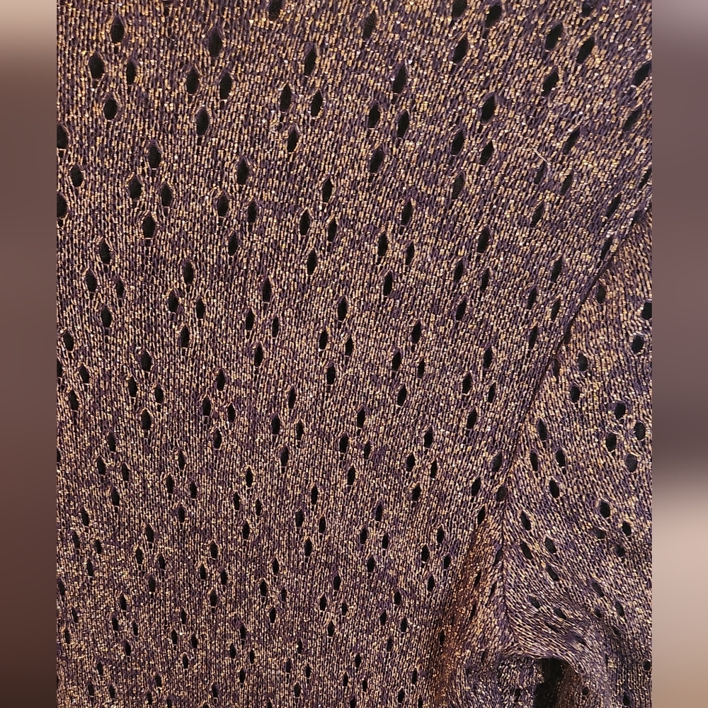 Metallic Blue/ Black and Gold Midi Dress By Robbie Bee Size 6 - Picture 4 of 11